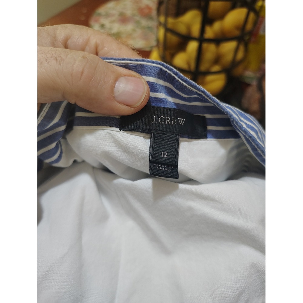 J.Crew Blue White Striped Tiered Maxi Dress Cotton Spaghetti Strap Size 12 - Picture 2 of 3